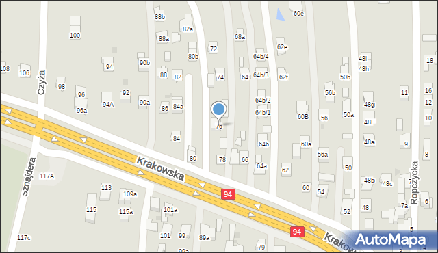 Rzeszów, Krakowska, 76, mapa Rzeszów
