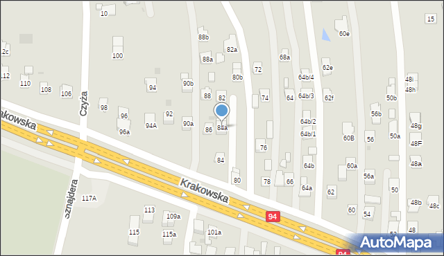Rzeszów, Krakowska, 84a, mapa Rzeszów