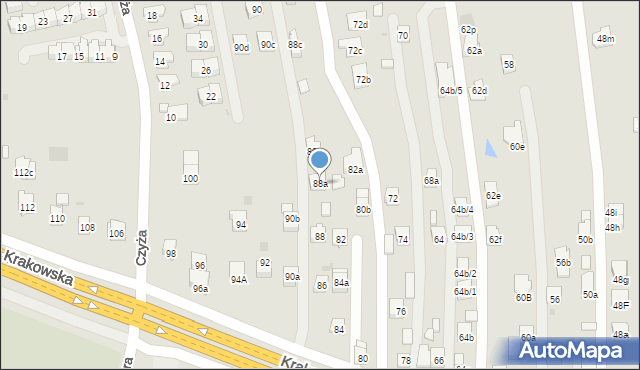 Rzeszów, Krakowska, 88a, mapa Rzeszów