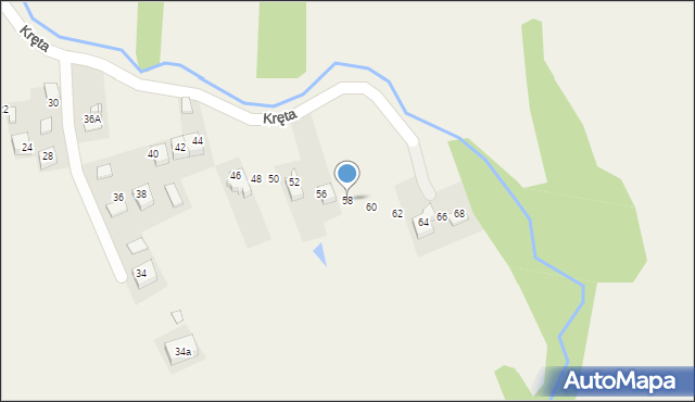 Rzezawa, Kręta, 58, mapa Rzezawa