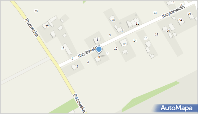 Rzuchów, Krzyżkowicka, 6, mapa Rzuchów