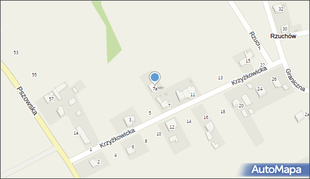 Rzuchów, Krzyżkowicka, 7a, mapa Rzuchów