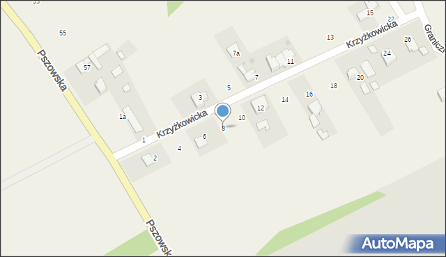 Rzuchów, Krzyżkowicka, 8, mapa Rzuchów