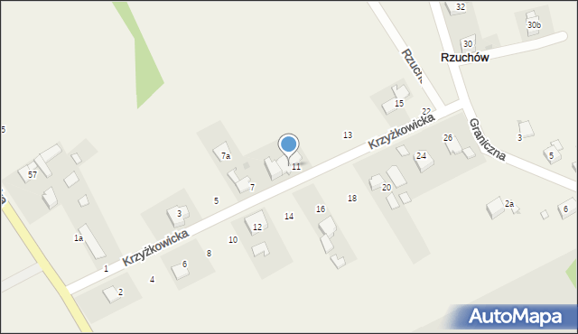 Rzuchów, Krzyżkowicka, 9, mapa Rzuchów