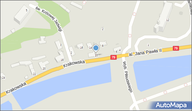 Sandomierz, Krakowska, 10, mapa Sandomierza