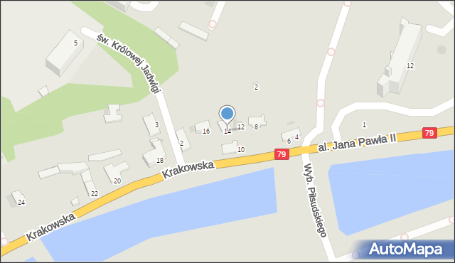 Sandomierz, Krakowska, 14, mapa Sandomierza