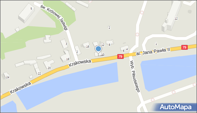 Sandomierz, Krakowska, 14A, mapa Sandomierza