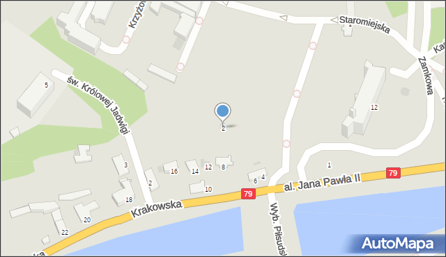 Sandomierz, Krakowska, 2, mapa Sandomierza