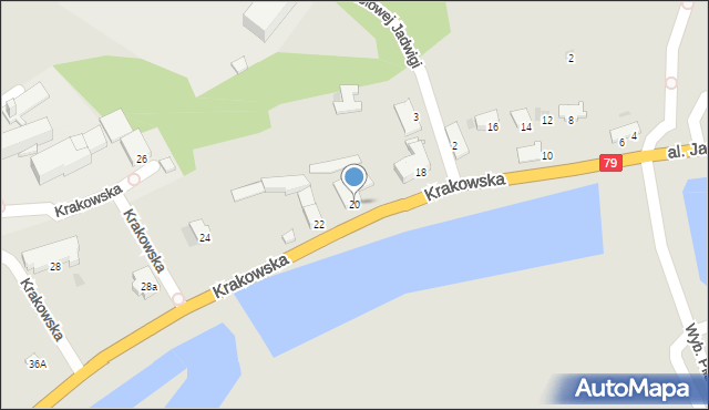 Sandomierz, Krakowska, 20, mapa Sandomierza