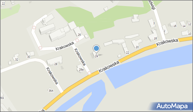 Sandomierz, Krakowska, 24, mapa Sandomierza