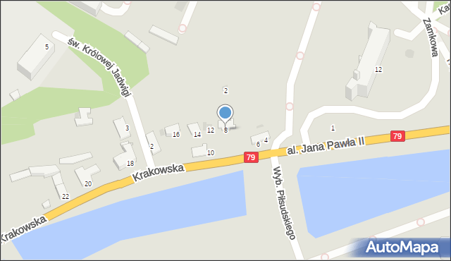 Sandomierz, Krakowska, 8, mapa Sandomierza