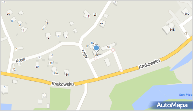 Sandomierz, Kręta, 6A, mapa Sandomierza
