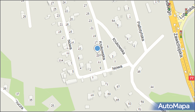 Sandomierz, Krukowska, 13, mapa Sandomierza