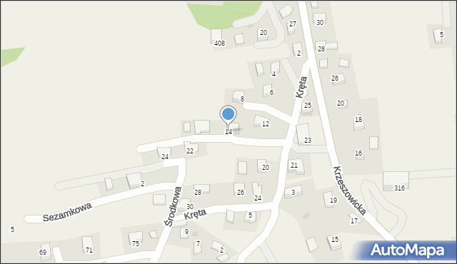 Sanka, Kręta, 14, mapa Sanka