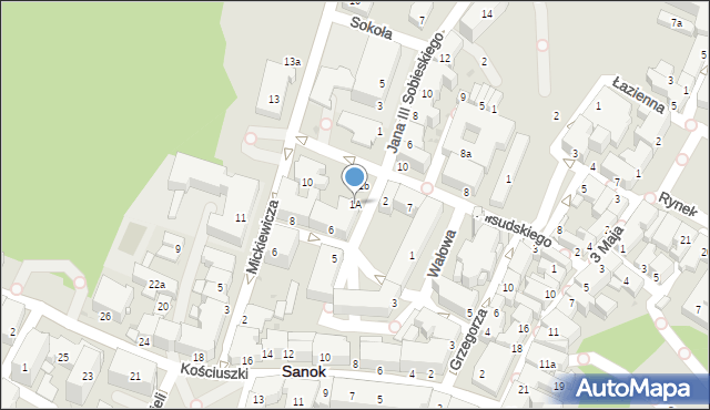 Sanok, Króla Jana III Sobieskiego, 1A, mapa Sanok