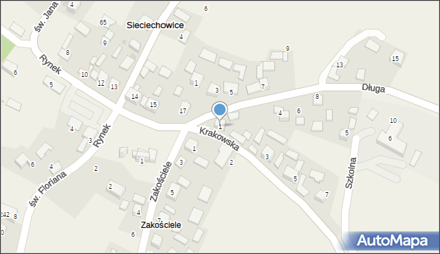 Sieciechowice, Krakowska, 1, mapa Sieciechowice