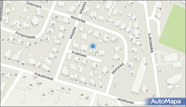 Siedlce, Krakówki Bronisława, 9, mapa Siedlce