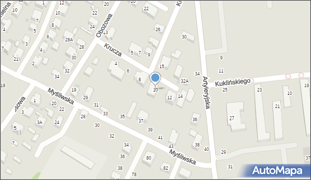 Siedlce, Krucza, 10, mapa Siedlce