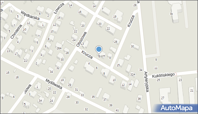 Siedlce, Krucza, 5, mapa Siedlce