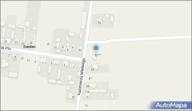 Siedlec, Króla Kazimierza Wielkiego, 63, mapa Siedlec
