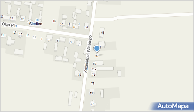 Siedlec, Króla Kazimierza Wielkiego, 67, mapa Siedlec