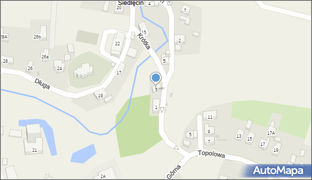 Siedlęcin, Krótka, 3, mapa Siedlęcin