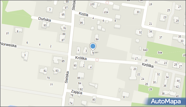 Siedliska, Królika, 5, mapa Siedliska