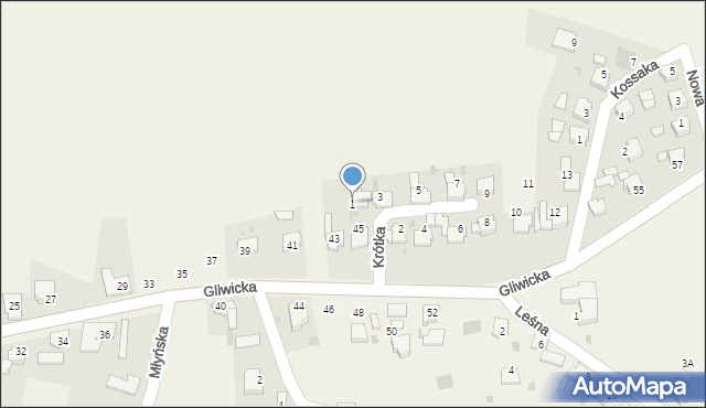 Siedliska, Krótka, 1, mapa Siedliska