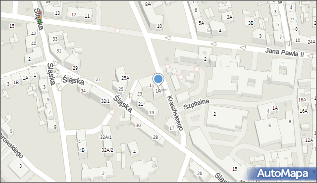 Siemianowice Śląskie, Krasińskiego Zygmunta, 1A, mapa Siemianowice Śląskie