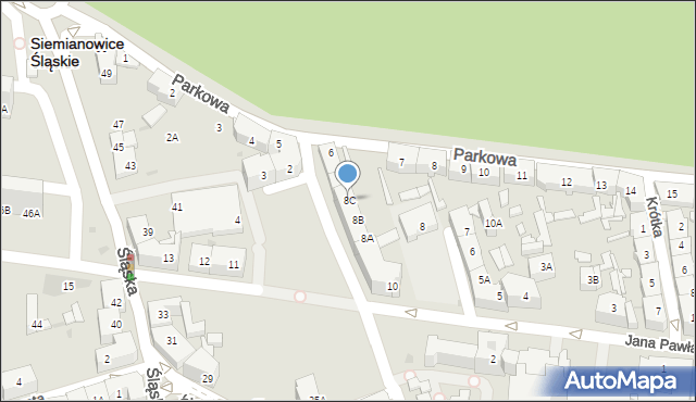 Siemianowice Śląskie, Krasińskiego Zygmunta, 8C, mapa Siemianowice Śląskie
