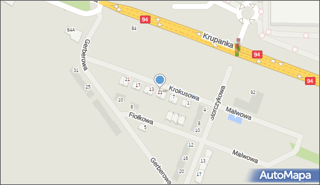 Siemianowice Śląskie, Krokusowa, 11, mapa Siemianowice Śląskie