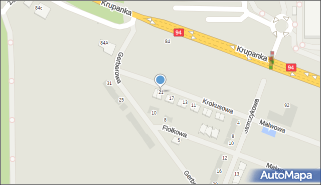 Siemianowice Śląskie, Krokusowa, 21, mapa Siemianowice Śląskie