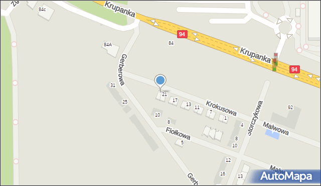 Siemianowice Śląskie, Krokusowa, 23, mapa Siemianowice Śląskie