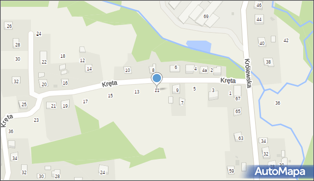 Siepraw, Kręta, 11, mapa Siepraw