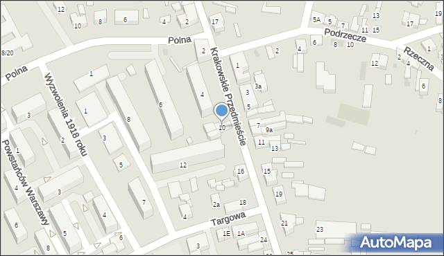 Sieradz, Krakowskie Przedmieście, 10, mapa Sieradz