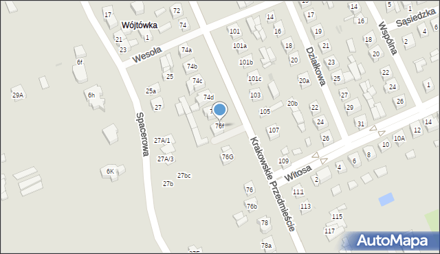 Sieradz, Krakowskie Przedmieście, 76f, mapa Sieradz