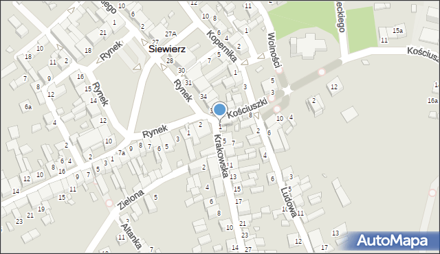 Siewierz, Krakowska, 1, mapa Siewierz