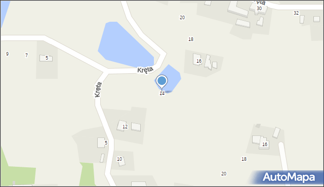 Simoradz, Kręta, 14, mapa Simoradz