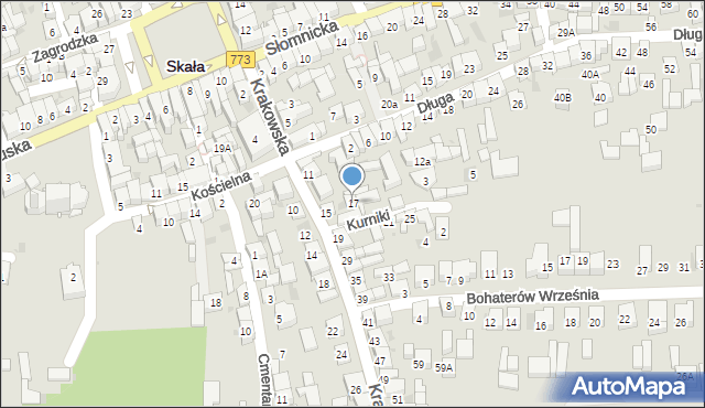 Skała, Krakowska, 17, mapa Skała