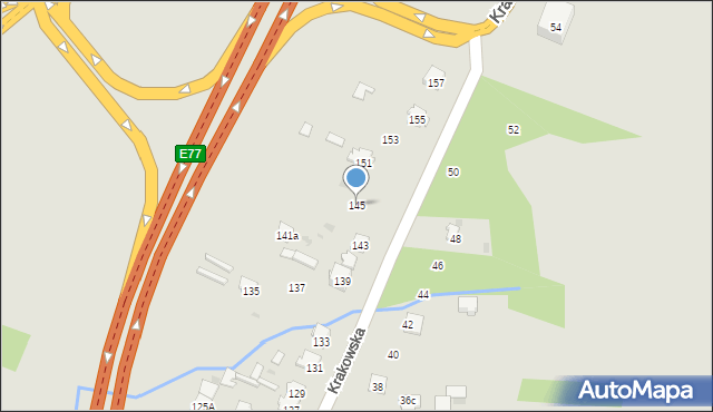 Skarżysko-Kamienna, Krakowska, 145, mapa Skarżysko-Kamienna