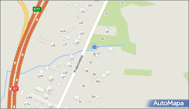 Skarżysko-Kamienna, Krakowska, 42, mapa Skarżysko-Kamienna