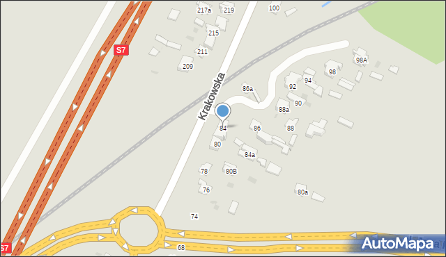 Skarżysko-Kamienna, Krakowska, 84, mapa Skarżysko-Kamienna
