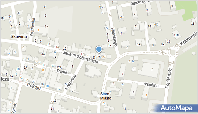 Skawina, Króla Jana III Sobieskiego, 25, mapa Skawina