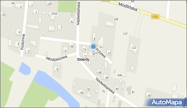 Skierdy, Krzywa, 12, mapa Skierdy