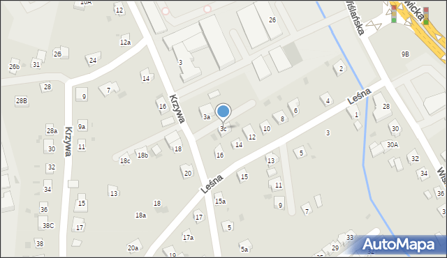 Skoczów, Krzywa, 3c, mapa Skoczów