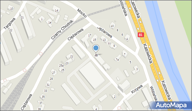 Skoczów, Krzywa, 4B, mapa Skoczów