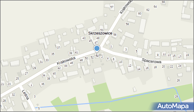 Skrzeszowice, Krakowska, 54, mapa Skrzeszowice
