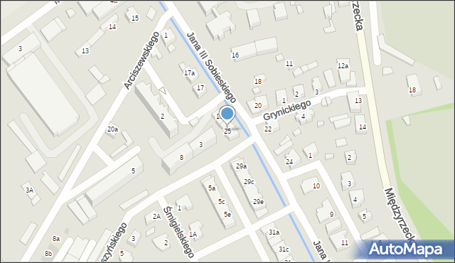 Skwierzyna, Króla Jana III Sobieskiego, 25, mapa Skwierzyna