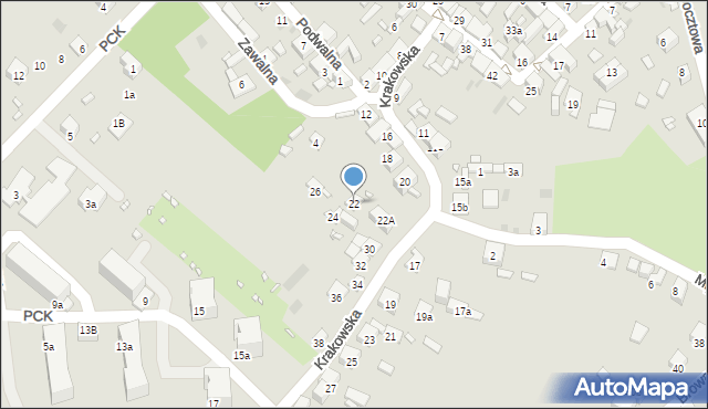 Sławków, Krakowska, 22, mapa Sławków