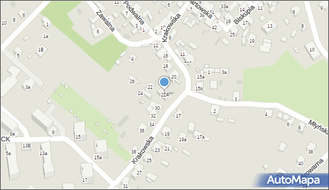 Sławków, Krakowska, 22A, mapa Sławków